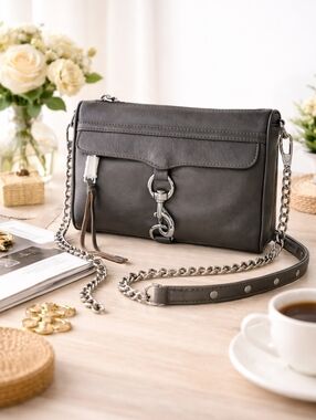 Rebecca Minkoff NWT Mini MAC Convertible Leather Crossbody Bag,  Charcoal